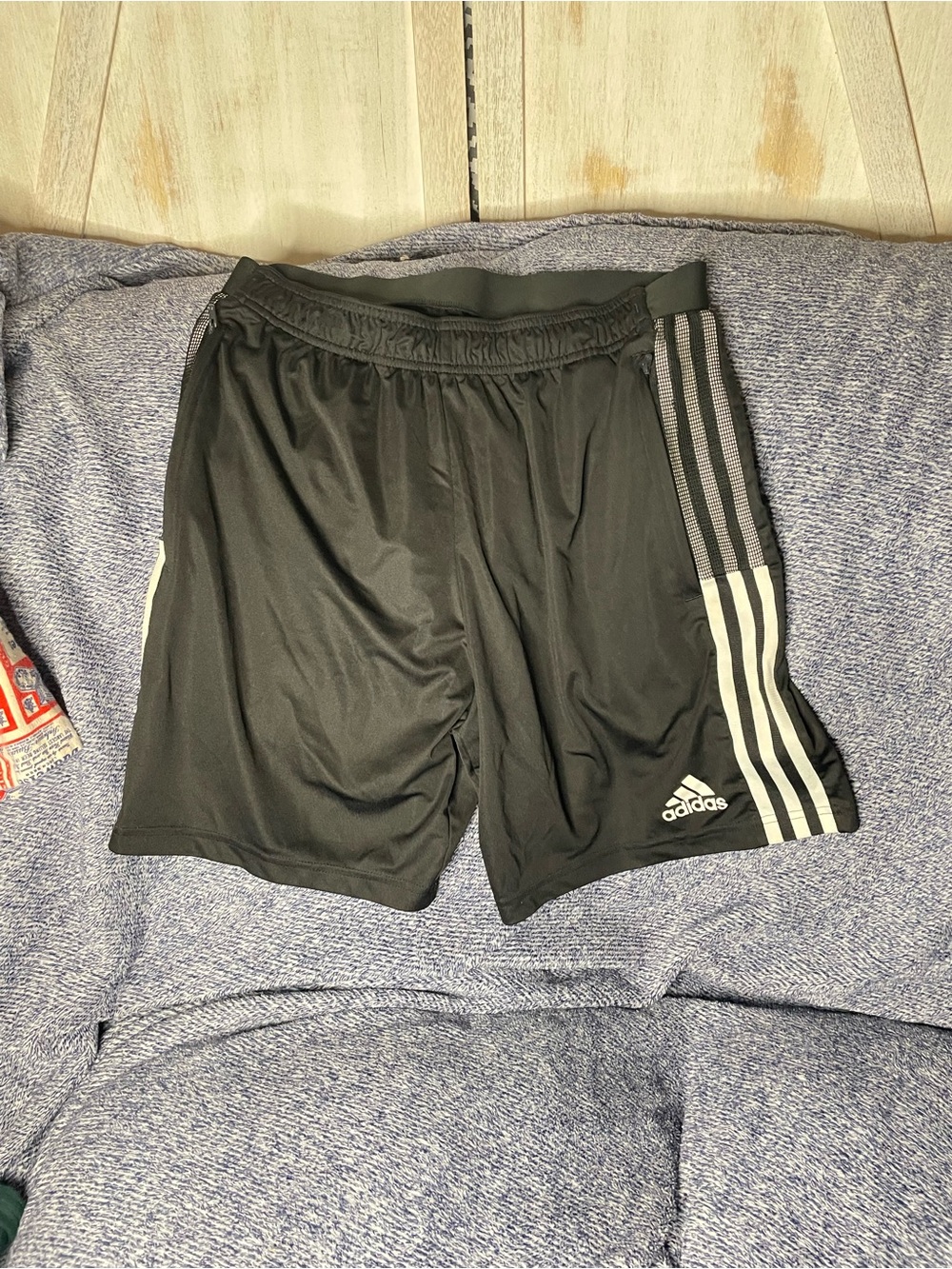 adidas Black Athletic Shorts with White Three-Stripes